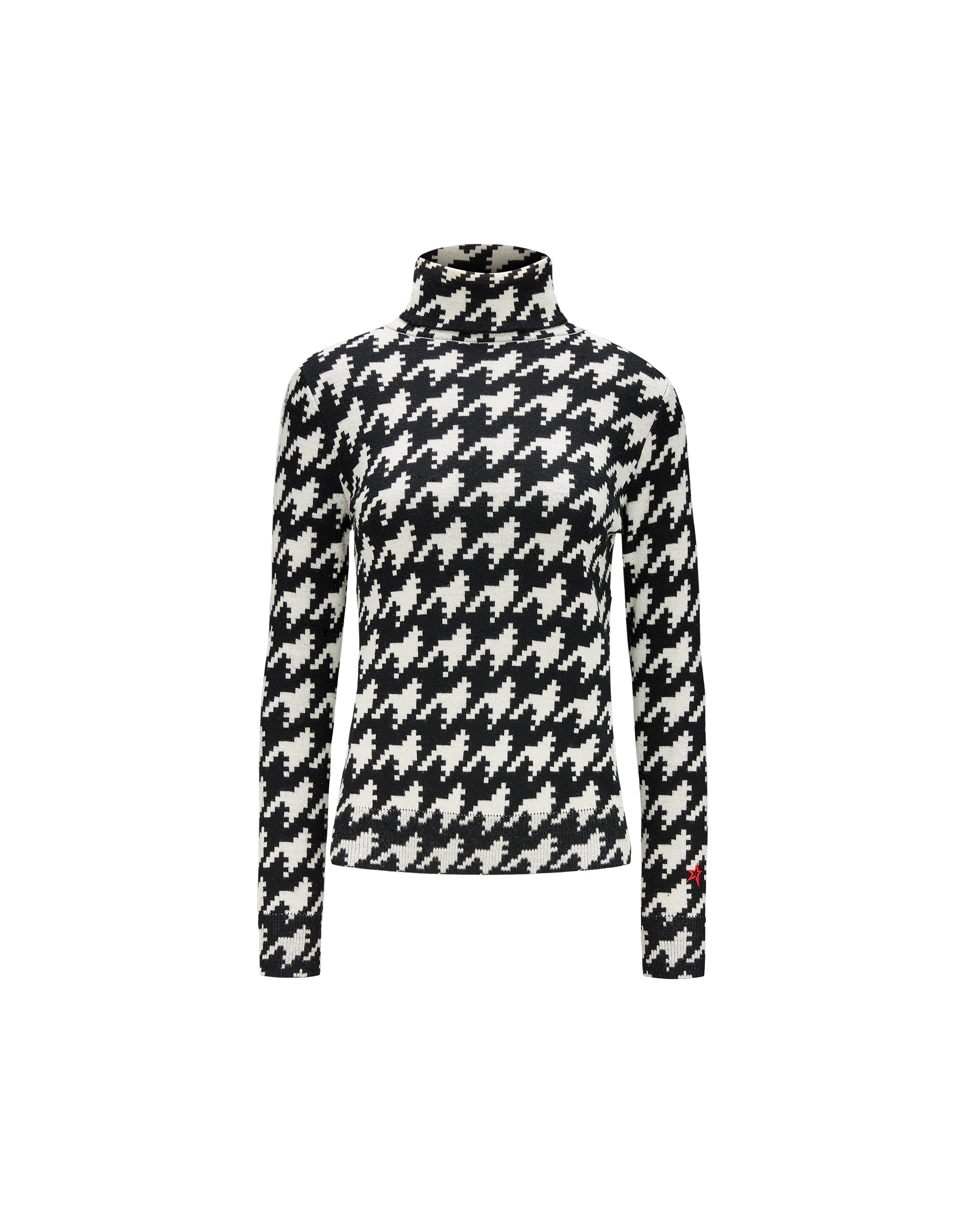 Houndstooth Merino Wool Turtleneck Sweater