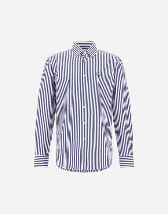 blu navy Shirt in Striped Popeline Man