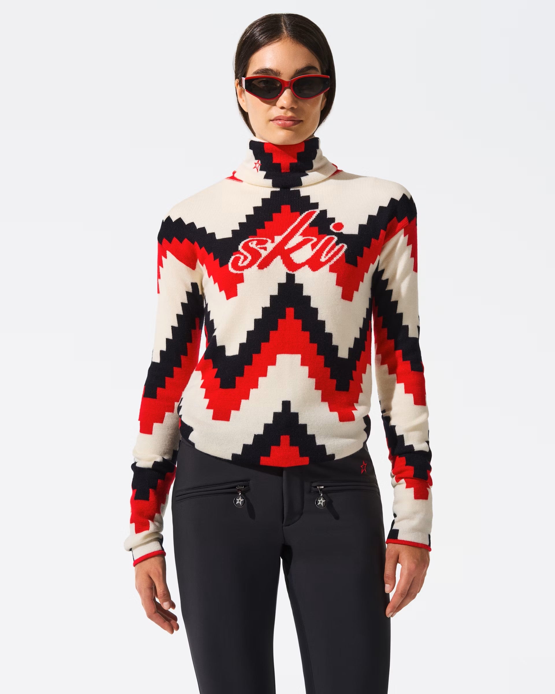 Chevron Roll Neck Sweater W