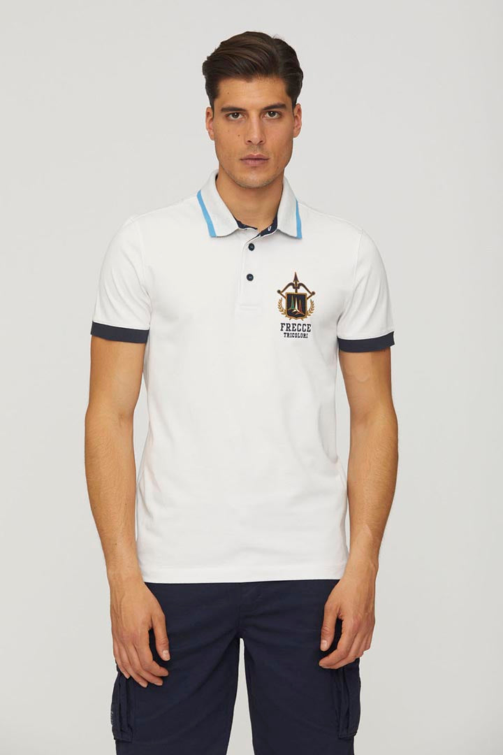 Piqué Polo With Jacquard Undercollar