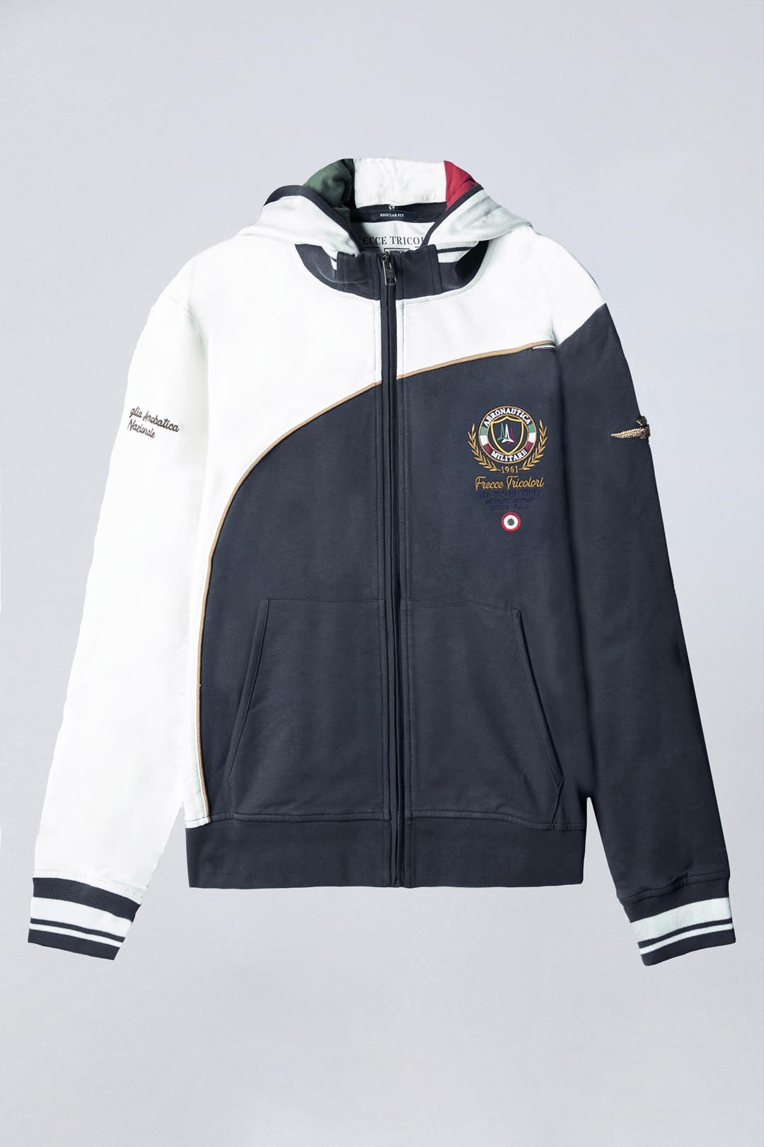 blu navy + off white Color-Block Hoodie M