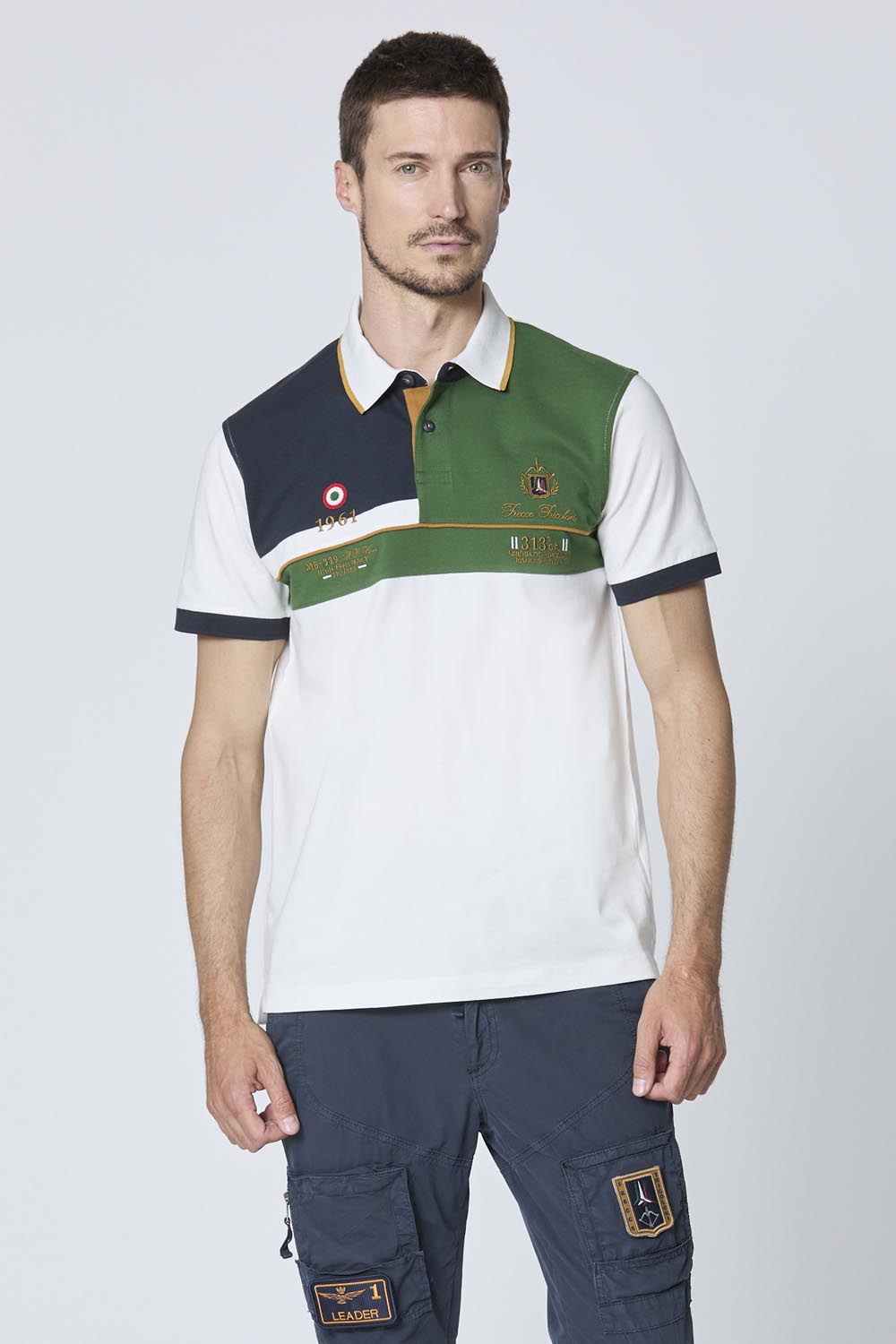 Embroidered Color-Block Polo M