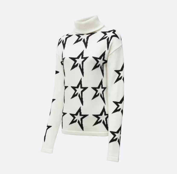 snow white/black star Stardust Merino Wool Sweater W