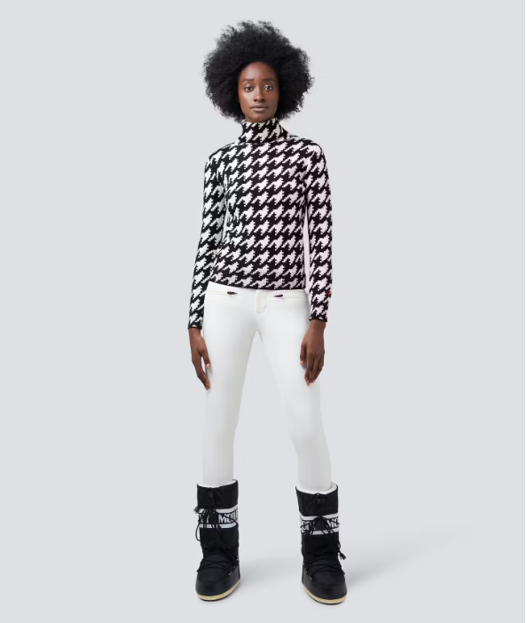 Houndstooth Merino Wool Turtleneck Sweater