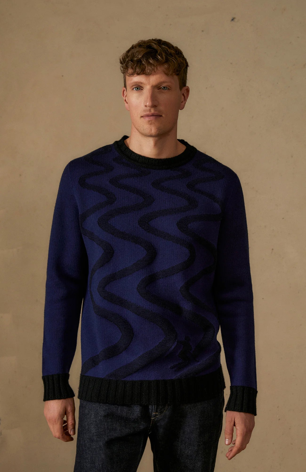 Kaprun Sweater With Snow Tracks Motif M