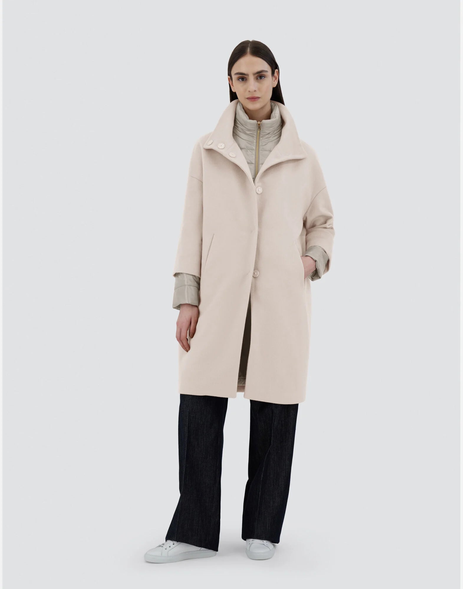 Coat In Cashmere And Nylon W