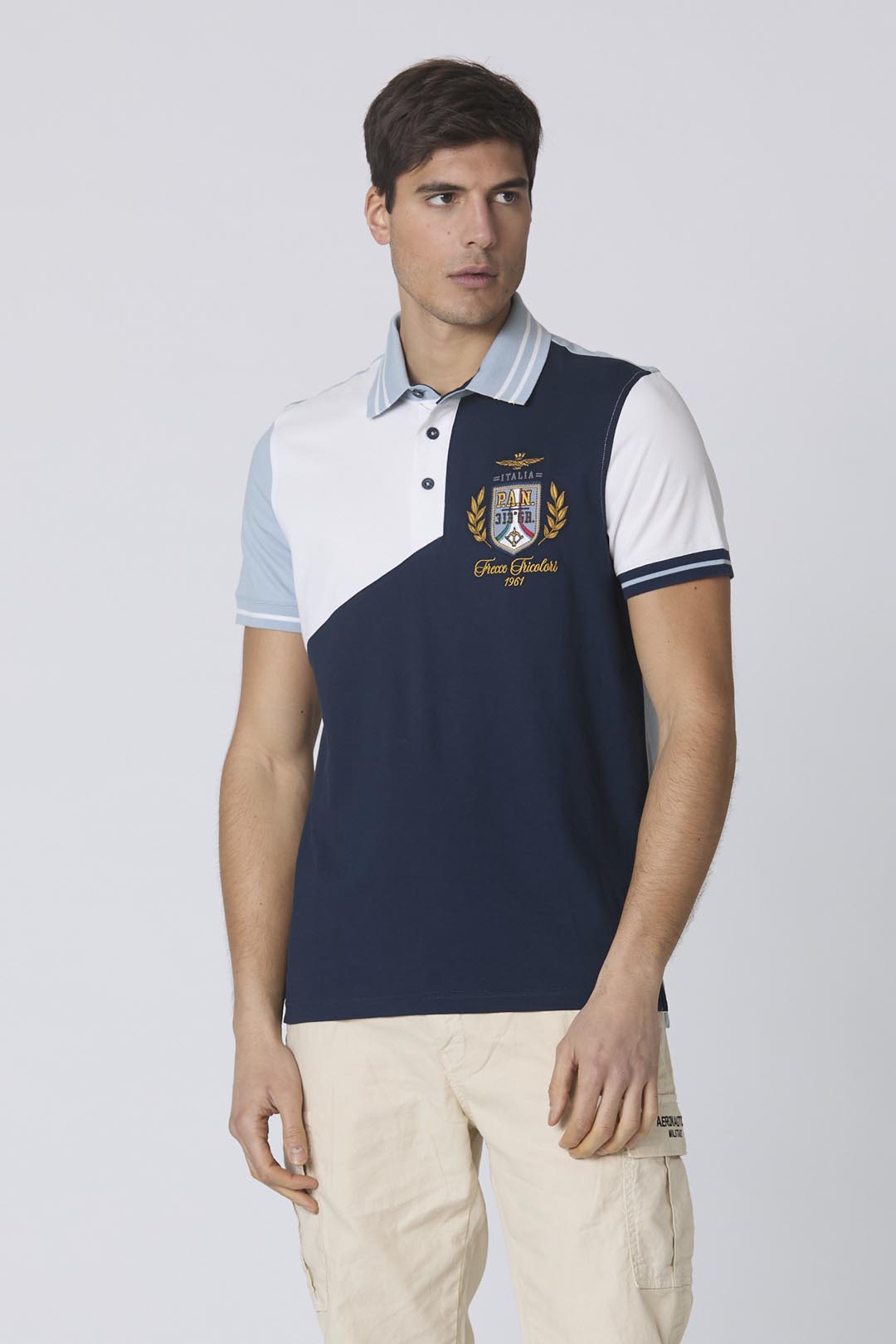 Embroidered Color-Block Polo