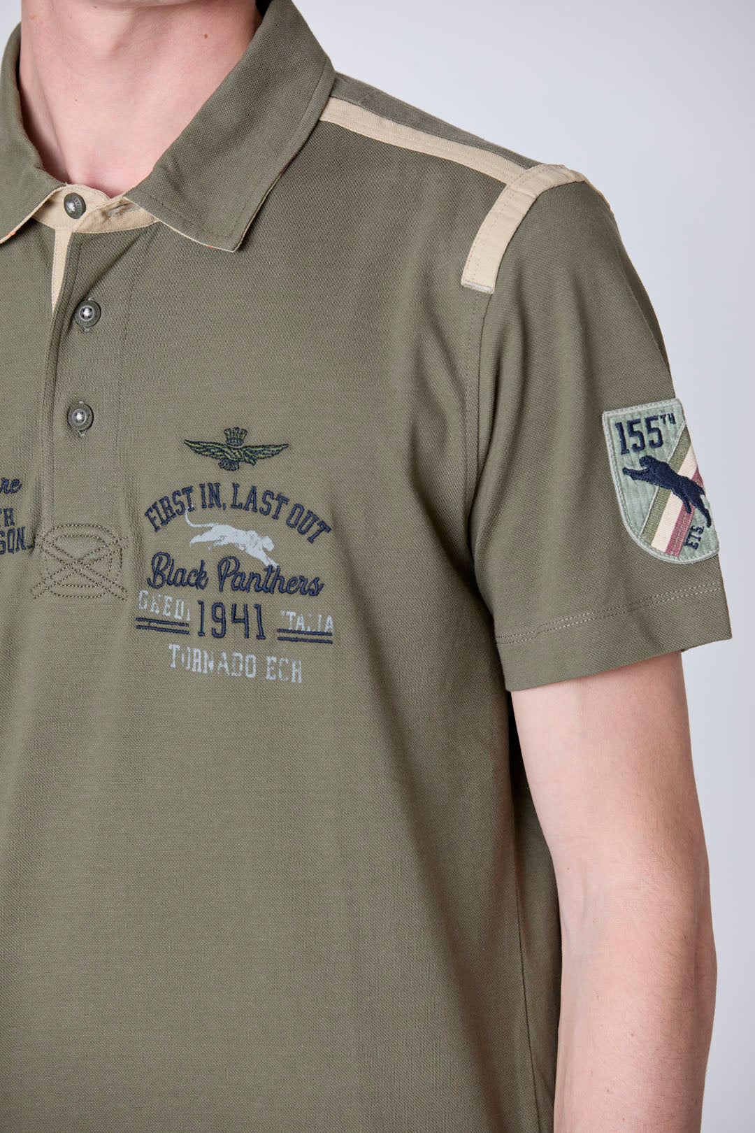 Canvas-Trimmed Embroidered Polo M
